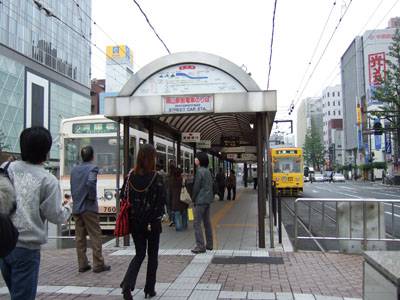 岡山駅前電車乗り場